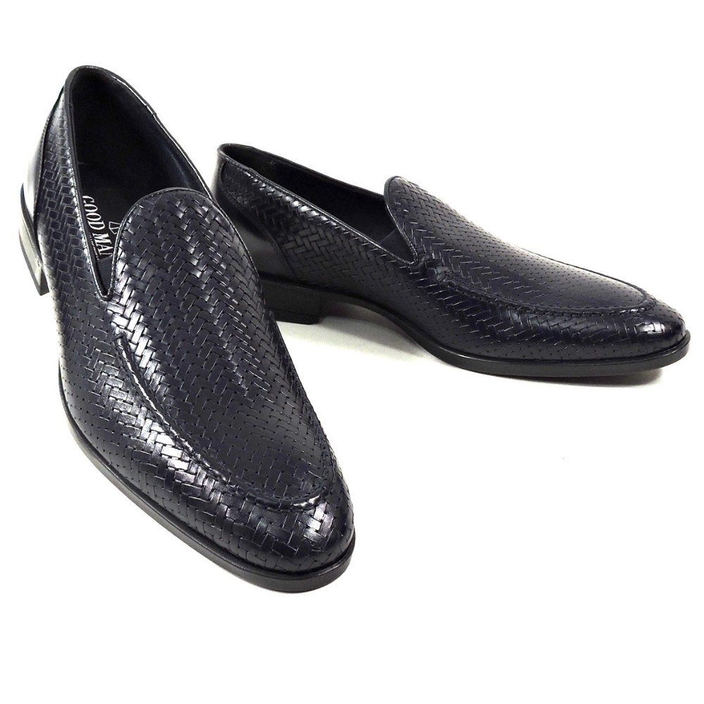 GOODMAN 🇮🇹 MEN'S NAVY BLUE LEATHER COMFORT LOAFERS